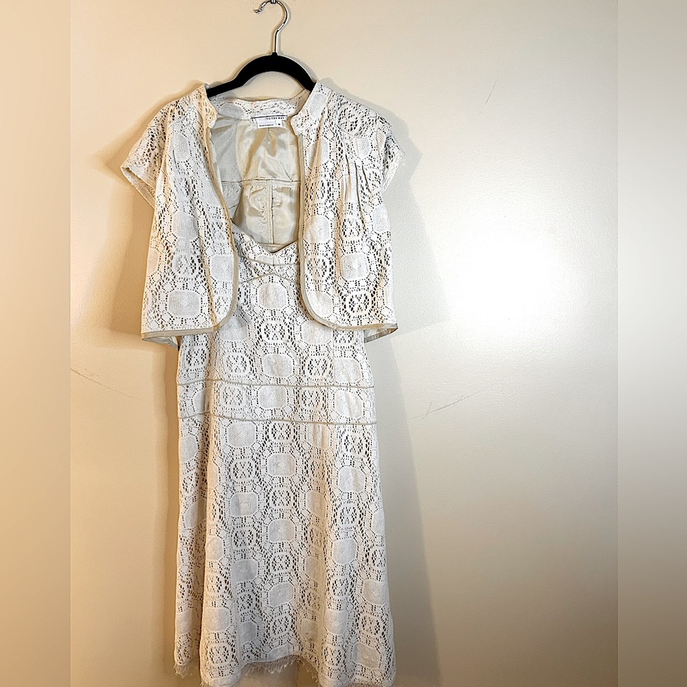 Elegant White Lace Dress with Matching Jacket